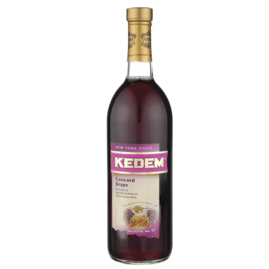 Kedem Concord grape wine bottle with its authentic label